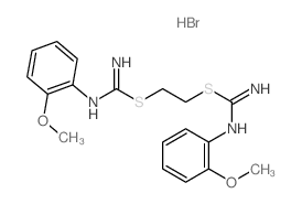 N-(2-methoxyphenyl)-1-[2-[N-(2-methoxyphenyl)carbamimidoyl]sulfanylethylsulfanyl]methanimidamide Structure
