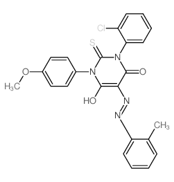 1-(2-chlorophenyl)-3-(4-methoxyphenyl)-5-[(2-methylphenyl)hydrazinylidene]-2-sulfanylidene-1,3-diazinane-4,6-dione picture