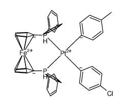 (1,1'-bis(diphenylphosphino)ferrocene)Pt(C6H4-4-CH3)(C6H4-4-Cl)结构式