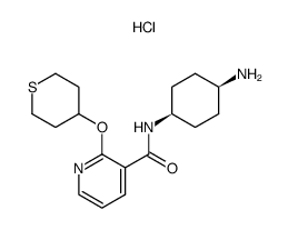 syn-N-(4-amino-cyclohexyl)-2-(tetrahydrothiopyran-4-yloxy)-nicotinamide hydrochloride结构式