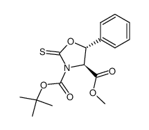 (4S,5R)-5-Phenyl-2-thioxo-oxazolidine-3,4-dicarboxylic acid 3-tert-butyl ester 4-methyl ester结构式