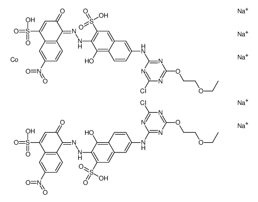 pentasodium,7-[[4-chloro-6-(2-ethoxyethoxy)-1,3,5-triazin-2-yl]amino]-4-hydroxy-3-[(2E)-2-(6-nitro-2-oxo-4-sulfonaphthalen-1-ylidene)hydrazinyl]naphthalene-2-sulfonic acid,cobalt Structure