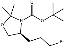 3-Oxazolidinecarboxylic acid, 4-(3-bromopropyl)-2,2-dimethyl-, 1,1-dimethylethyl ester, (4S)-结构式