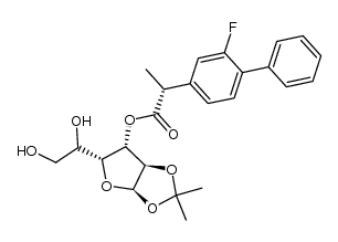 (R)-3-O-(2-(2-fluoro-4-biphenyl)propionyl)-1,2-O-isopropylidene-α-D-glucofuranose结构式