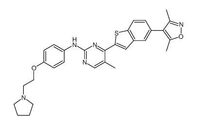 4-(5-(3,5-二甲基异噁唑-4-基)苯并[b]噻吩-2-基)-5-甲基-N-(4-(2-(吡咯烷-1-基)乙氧基)苯基)嘧啶-2-胺结构式