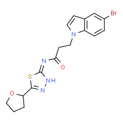 3-(5-bromo-1H-indol-1-yl)-N-[(2E)-5-(tetrahydrofuran-2-yl)-1,3,4-thiadiazol-2(3H)-ylidene]propanamide结构式
