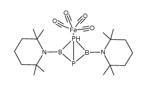 2,4-bis(2',2',6',6'-tetramethylpiperidino)-1,3,2,4-diphosphadiborabicyclo{1.1.0}butan-tetracarbonyleisen结构式