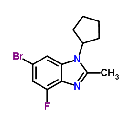 6-bromo-1-cyclopentyl-4-fluoro-2-methyl-1H-benzo[d]imidazole structure