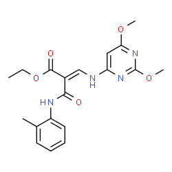 ethyl (E)-3-[(2,6-dimethoxypyrimidin-4-yl)amino]-2-[(2-methylphenyl)ca rbamoyl]prop-2-enoate Structure