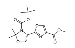 (S)-methyl 2-[3-(tert-butoxycarbonyl)-2,2-dimethyloxazolidin-4-yl]oxazole-4-carboxylate Structure