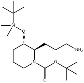 2-(3-aminopropyl)-3-[[(1,1-dimethylethyl)'dimethylsilyl]'oxy]-1,1-dimethylethyl'ester,'(2R,3S)-1-Piperidinecarboxylic'acid Structure