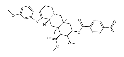 ent-11,17β-dimethoxy-18α-(4-nitro-benzoyloxy)-15β-yohimban-16α-carboxylic acid methyl ester结构式