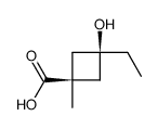 cis-3-ethyl-3-hydroxy-1-methylcyclobutanecarboxylic acid structure