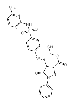 ethyl 4-[4-[(4-methylpyrimidin-2-yl)sulfamoyl]phenyl]diazenyl-5-oxo-1-phenyl-4H-pyrazole-3-carboxylate structure