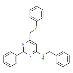 N-Benzyl-2-phenyl-6-[(phenylsulfanyl)methyl]-4-pyrimidinamine结构式