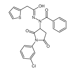 N-[1-(3-chlorophenyl)-2,5-dioxopyrrolidin-3-yl]-N'-(2-thiophen-2-ylacetyl)benzohydrazide Structure