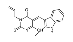 5-[(2-methyl-1H-indol-3-yl)methylidene]-1-prop-2-enyl-2-sulfanylidene-1,3-diazinane-4,6-dione结构式