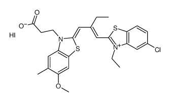 3-(2-carboxyethyl)-2-[2-[(5-chloro-3-ethyl-3H-benzothiazol-2-ilidene)methyl]but-1-enyl]-6-methoxy-5-methylbenzothiazolium iodide结构式