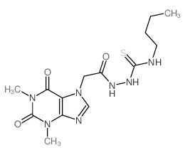 3-butyl-1-[[2-(1,3-dimethyl-2,6-dioxo-purin-7-yl)acetyl]amino]thiourea结构式