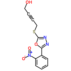 4-{[5-(2-Nitrophenyl)-1,3,4-oxadiazol-2-yl]sulfanyl}-2-butyn-1-ol结构式