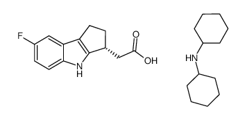 (3R)-(7-fluoro-1,2,3,4-tetrahydrocyclopenta[b]indol-3-yl)acetic acid dicyclohexylamine salt Structure