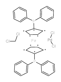 Dichloro[1,1'-bis(diphenylphosphino)ferrocene]palladium(II), complex with acetone structure