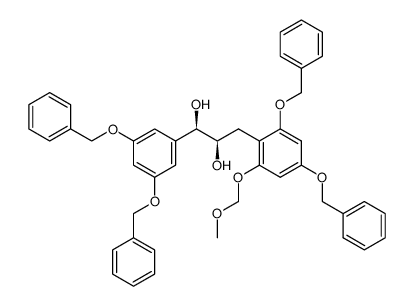 (1R,2R)-1-(3',5'-dibenzyloxyphenyl)-3-(2''-methoxymethyloxy-4'',6''-dibenzyloxyphenyl)propane-1,2-diol结构式
