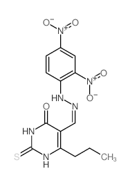 5-[[2-(2,4-dinitrophenyl)hydrazinyl]methylidene]-6-propyl-2-sulfanylidene-pyrimidin-4-one Structure