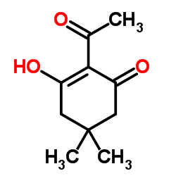 2-Acetyl-3-hydroxy-5,5-dimethyl-2-cyclohexen-1-one结构式