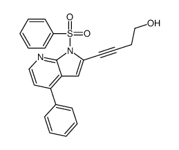 4-[1-(benzenesulfonyl)-4-phenylpyrrolo[2,3-b]pyridin-2-yl]but-3-yn-1-ol结构式