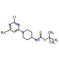 2-Methyl-2-propanyl [1-(2-chloro-6-methyl-4-pyrimidinyl)-4-piperidinyl]carbamate structure