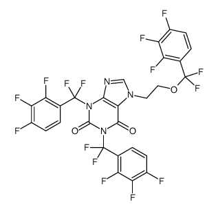 N1,N3-bis(pentafluorobenzyl)-N7-(2-(pentafluorobenzyloxy)ethyl)xanthine structure