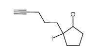 2-iodo-2-(4-pentenyl)-1-cyclopentanone结构式