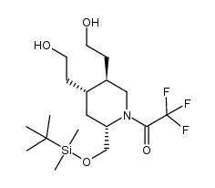 1-((2S,4R,5R)-2-((tert-butyldimethylsilyloxy)methyl)-4,5-bis(2-hydroxyethyl)-piperidin-1-yl)-2,2,2-trifluoroethanone Structure