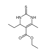 4-ethyl-6-methyl-2-thioxo-1,2,3,4-tetrahydropyrimidine-5-carboxylic acid ethyl ester Structure
