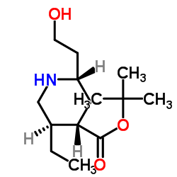 2-Methyl-2-propanyl (2S,4S,5R)-5-ethyl-2-(2-hydroxyethyl)-4-piperidinecarboxylate Structure