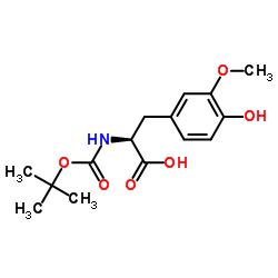 (S)-2-((tert-Butoxycarbonyl)amino)-3-(4-hydroxy-3-methoxyphenyl)propanoic acid结构式