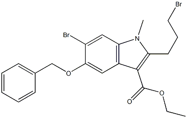 乙基 5-(苄氧基)-6-溴-2-(3-溴丙基)-1-甲基-1H-吲哚-3-羧酸酯结构式