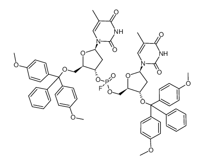 3',5'-O,O-bis(dimethoxytrityl)-dithymidilyl-3',5'-phosphorofluoridate结构式