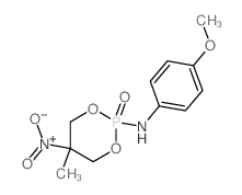 N-(4-methoxyphenyl)-5-methyl-5-nitro-2-oxo-1,3-dioxa-2$l^C11H15N2O6P-phosphacyclohexan-2-amine结构式
