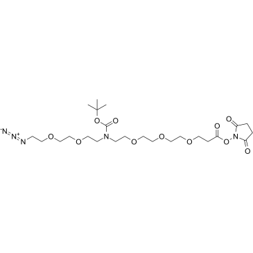 N-(Azido-PEG2)-N-Boc-PEG3-NHS ester结构式