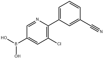 5-Chloro-6-(3-cyanophenyl)pyridine-3-boronic acid结构式