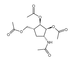 (+/-)-4β-acetamido-2α,3α-diacetoxy-1β-cyclopentanemethyl acetate结构式