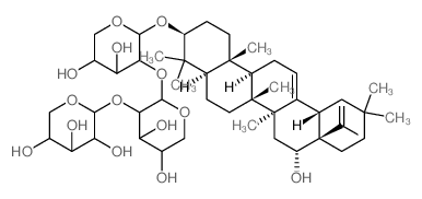 Olean-12-en-28-oicacid, 3-[(O-a-L-arabinopyranosyl-(1®2)-O-a-L-arabinopyranosyl-(1®2)-a-L-arabinopyranosyl)oxy]-16-hydroxy-, (3b,16a)- (9CI)结构式