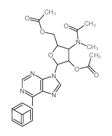 Benzamide,N-[9-[3-deoxy-3-(N-methylacetamido)-b-D-ribofuranosyl]-9H-purin-6-yl]-, diacetate (ester)(8CI) Structure