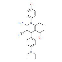 2-amino-1-(4-bromophenyl)-4-[4-(diethylamino)phenyl]-5-oxo-1,4,5,6,7,8-hexahydro-3-quinolinecarbonitrile结构式