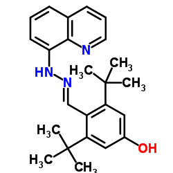 3,5-Bis(2-methyl-2-propanyl)-4-[(E)-(8-quinolinylhydrazono)methyl]phenol结构式