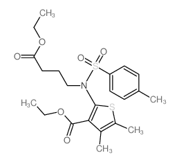 ethyl 2-[3-ethoxycarbonylpropyl-(4-methylphenyl)sulfonyl-amino]-4,5-dimethyl-thiophene-3-carboxylate结构式