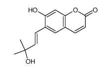 7-Hydroxy-6-((E)-3-hydroxy-3-methyl-but-1-enyl)-chromen-2-one结构式