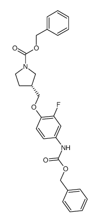 (R)-3-(4-Benzyloxycarbonylamino-2-fluoro-phenoxymethyl)-pyrrolidine-1-carboxylic acid benzyl ester Structure